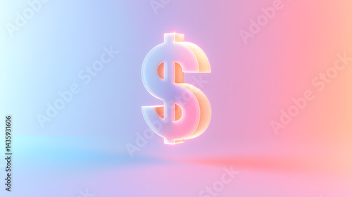 Glowing dollar icon represents smart finance strategy digital realm 3d graphic modern aesthetic creative concept