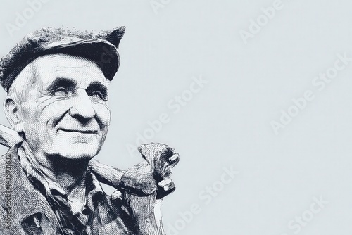 Obraz na płótnie Portrait of Elderly Man with Hat and Smiling Expression in Studio w salonie