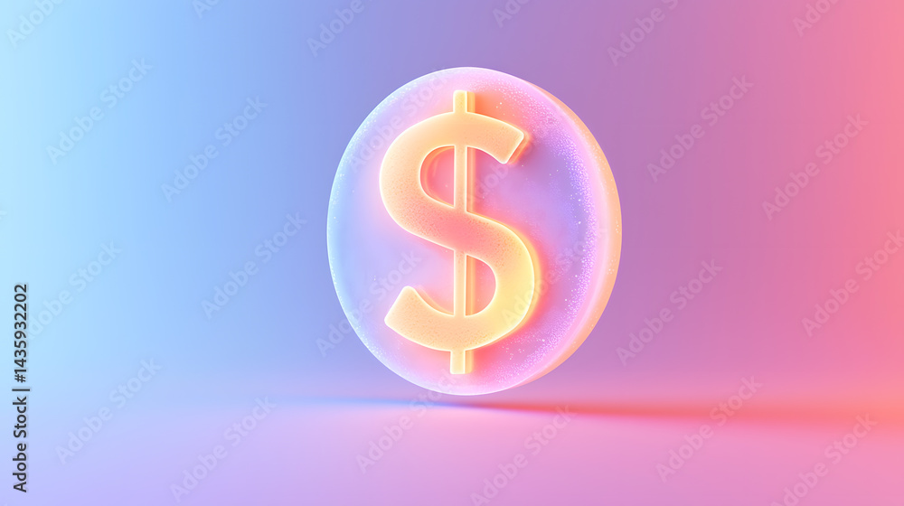 Floating glowing dollar icon representing smart finance in a digital realm 3d illustration modern environment creative viewpoint Floating glowing dollar icon representing smart finance in a digital realm 3d illustration modern environment creative viewpoint