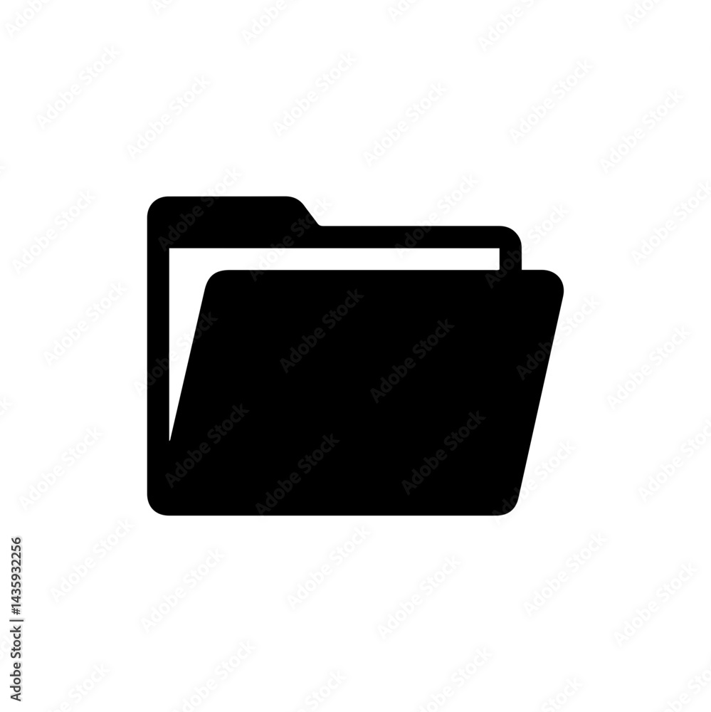 Compact Black Filled Folder Icon with Visible Tab Compact Black Filled Folder Icon with Visible Tab