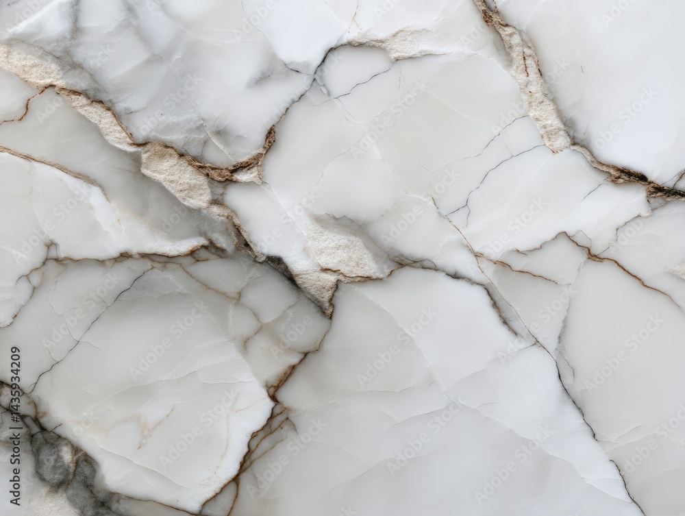 Fototapeta premium smooth marble slab with subtle veining, isolated on soft white background, overhead angle, clean light