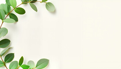 Elegant eucalyptus border on ivory background, wedding decoration
