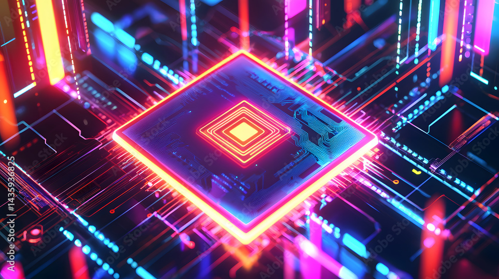 Innovative neural ai chip visualization technology hub digital art futuristic environment close-up high-resolution concept Innovative neural ai chip visualization technology hub digital art futuristic environment close-up high-resolution concept