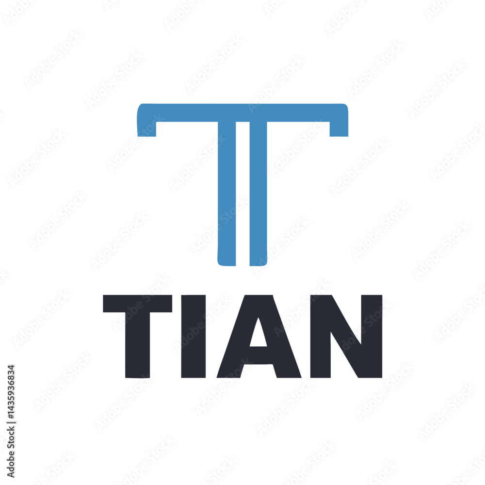 Modern Tian Logo Design, Simple and Bold Corporate Identity .Clean vector logo for Tian, featuring a bold, stylized capital Modern Tian Logo Design, Simple and Bold Corporate Identity .Clean vector logo for Tian, featuring a bold, stylized capital