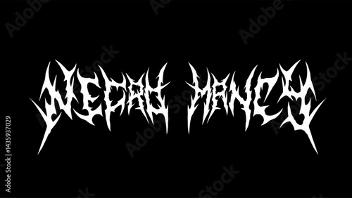 Necromancy, typography vector in a striking and stiff touch dark metal font style lettering. for t-shirt print apparel, sticker, poster, logo and more