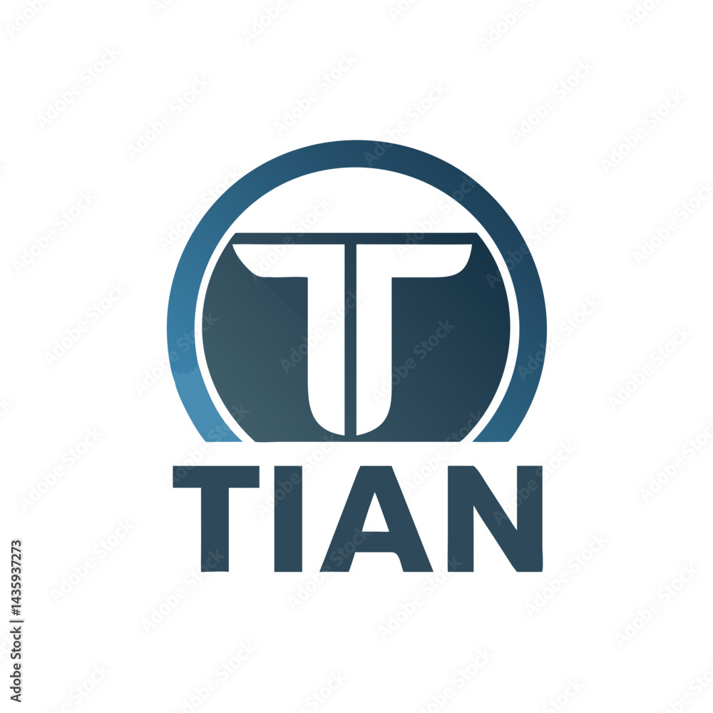 Modern Tian Logo Design, Simple and Bold Corporate Identity .Clean vector logo for Tian, featuring a bold, stylized capital Modern Tian Logo Design, Simple and Bold Corporate Identity .Clean vector logo for Tian, featuring a bold, stylized capital