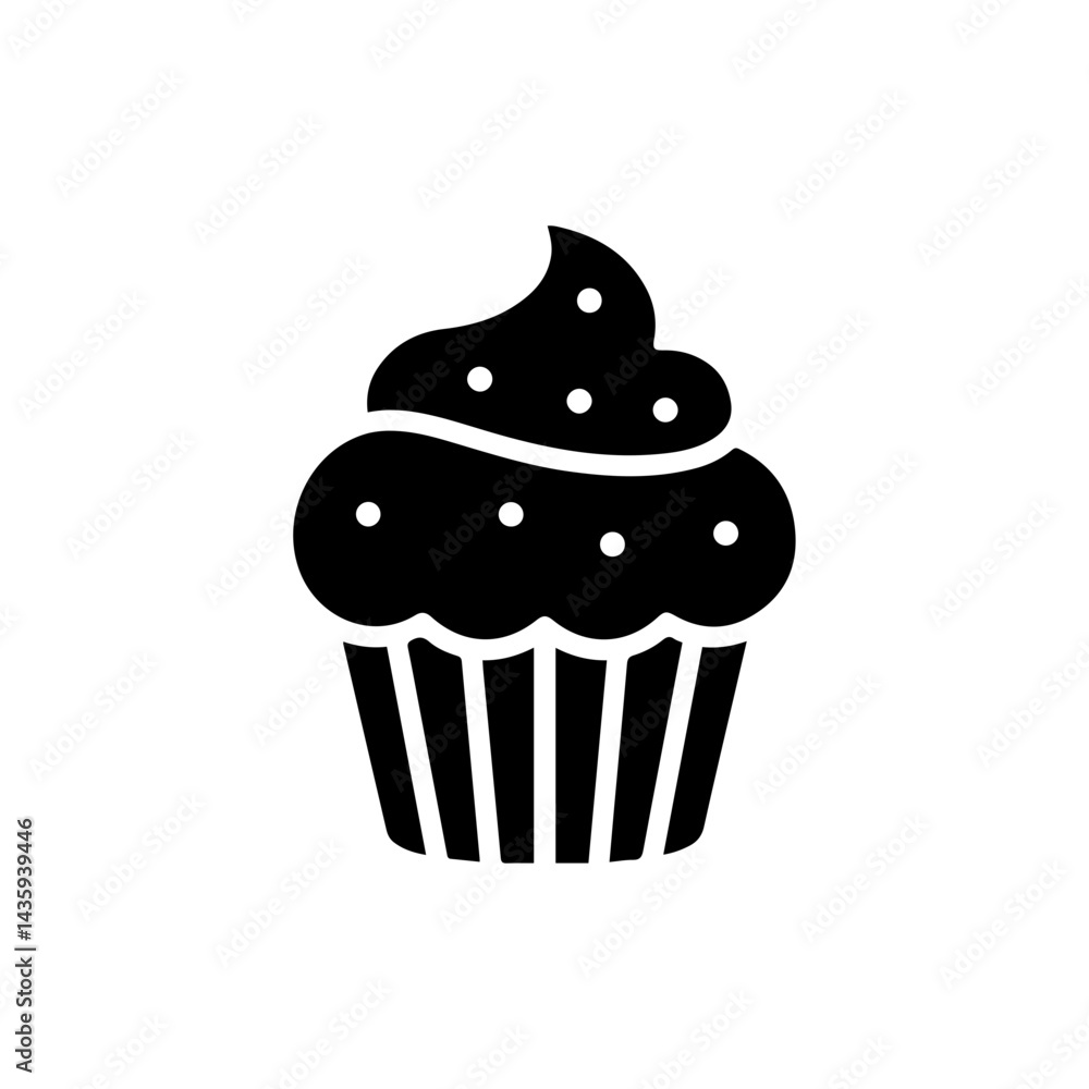 Icon of Cupcake with Frosting and Sprinkles Icon of Cupcake with Frosting and Sprinkles