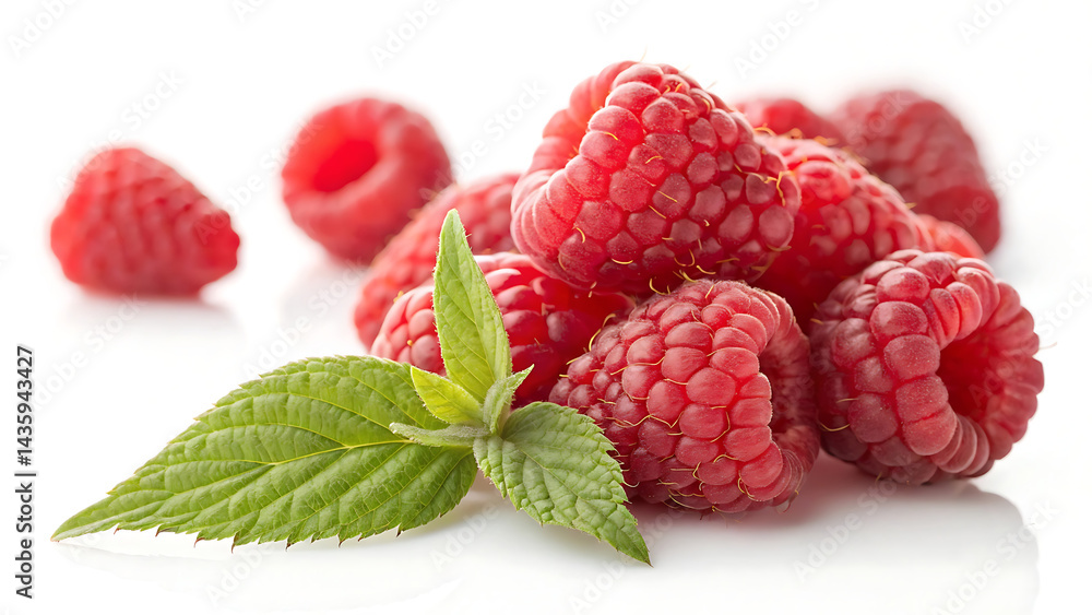 macro close up of vibrant red raspberries in cluster macro close up of vibrant red raspberries in cluster