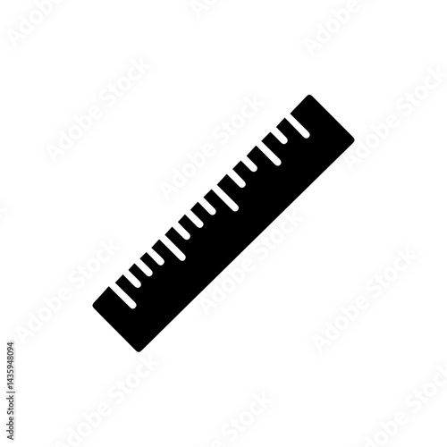 Black Icon of a School Ruler with Grid Lines