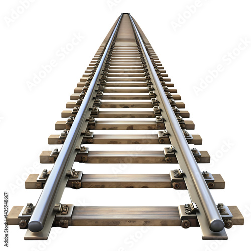 Straight Railway Tracks Leading to the Horizon on transparent background
