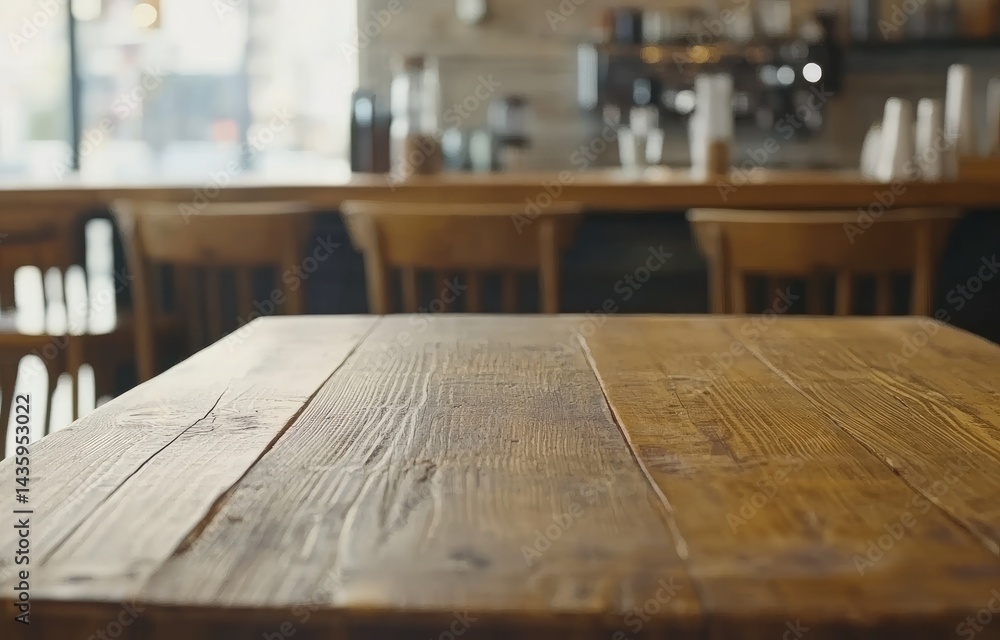 Wooden table in a cafe Wooden table in a cafe