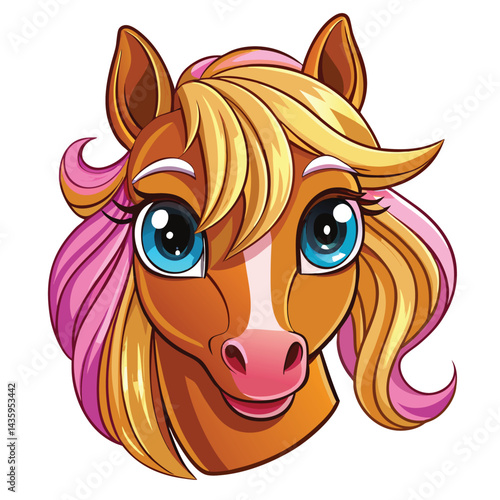 Cute cartoon horse face with vibrant colors (1)