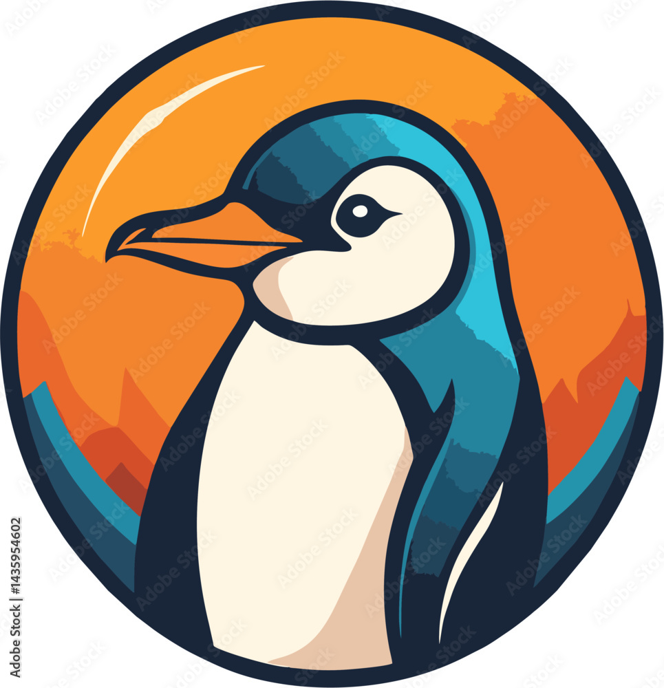 Obraz premium Creative Penguin Logo in Flat Modern Style