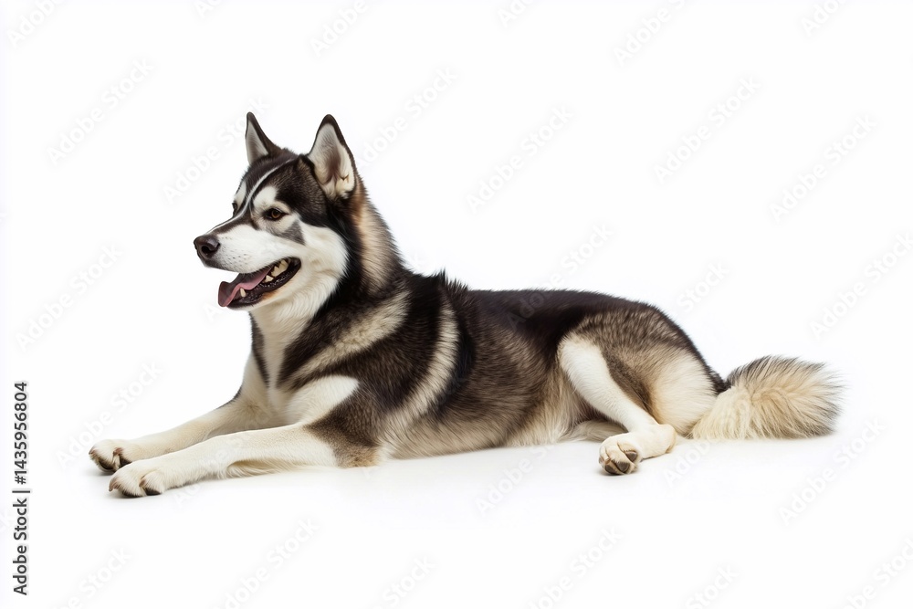 Fototapeta premium Siberian Husky isolated on white background, generated AI