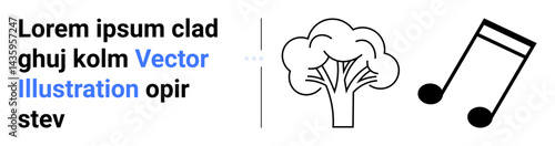 Black and white tree paired with a music note, evoking nature, creativity, growth, and harmony. Ideal for environmental campaigns, music events, education, growth creativity art or simple landing