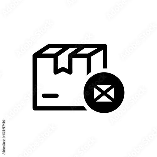Black Filled Box Icon with Security Seal Symbol