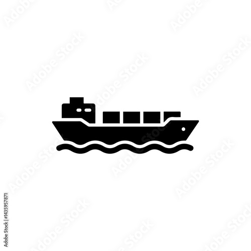 Ship Icon in Water with Cargo Hold