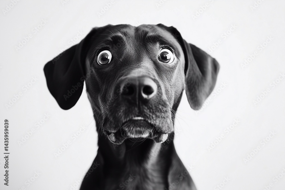 Fototapeta premium Very surprised dog looking directly into the camera, generated AI