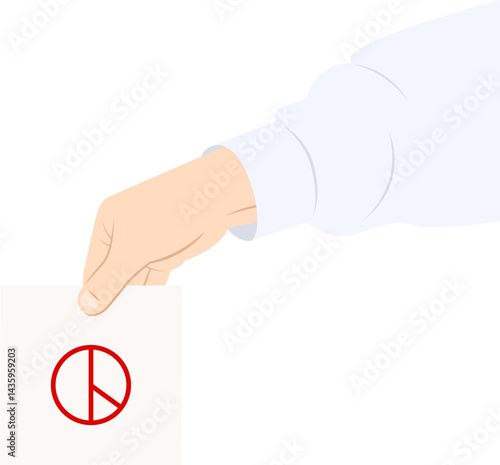 선거를 위한 투표용지를 잡고 있는 손