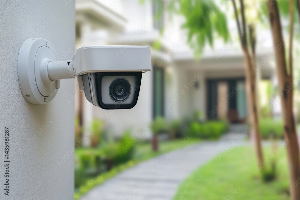Enhanced security with a CCTV camera installed in a residential outdoor space Enhanced security with a CCTV camera installed in a residential outdoor space