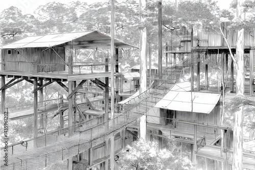 Wallpaper Mural Treehouse Complex Surrounded by Lush Forest Landscape Design Torontodigital.ca
