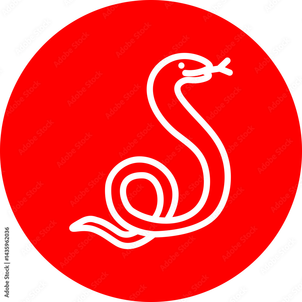Snake Vector Line White Circle Red Icon Design Snake Vector Line White Circle Red Icon Design
