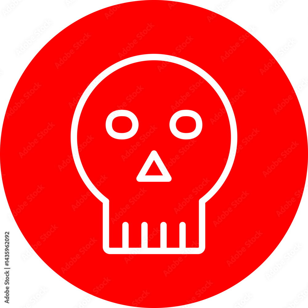 Skull Vector Line White Circle Red Icon Design Skull Vector Line White Circle Red Icon Design