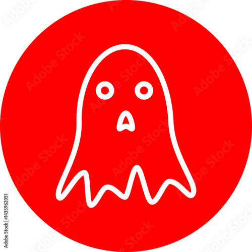 Ghost Vector Line White Circle Red Icon Design