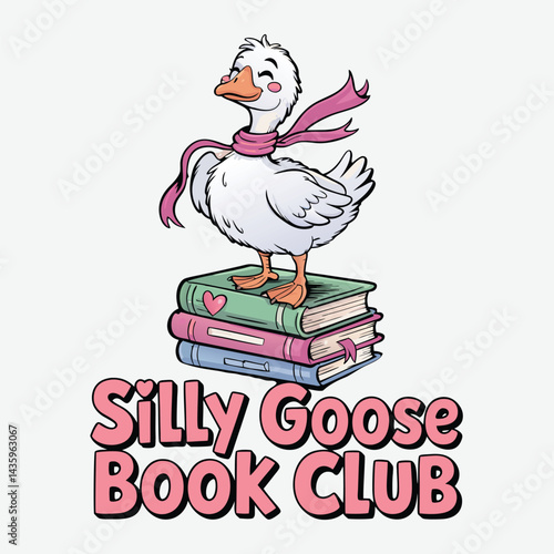 Silly Goose Book Club T-Shirt Design Summer Goose Vector