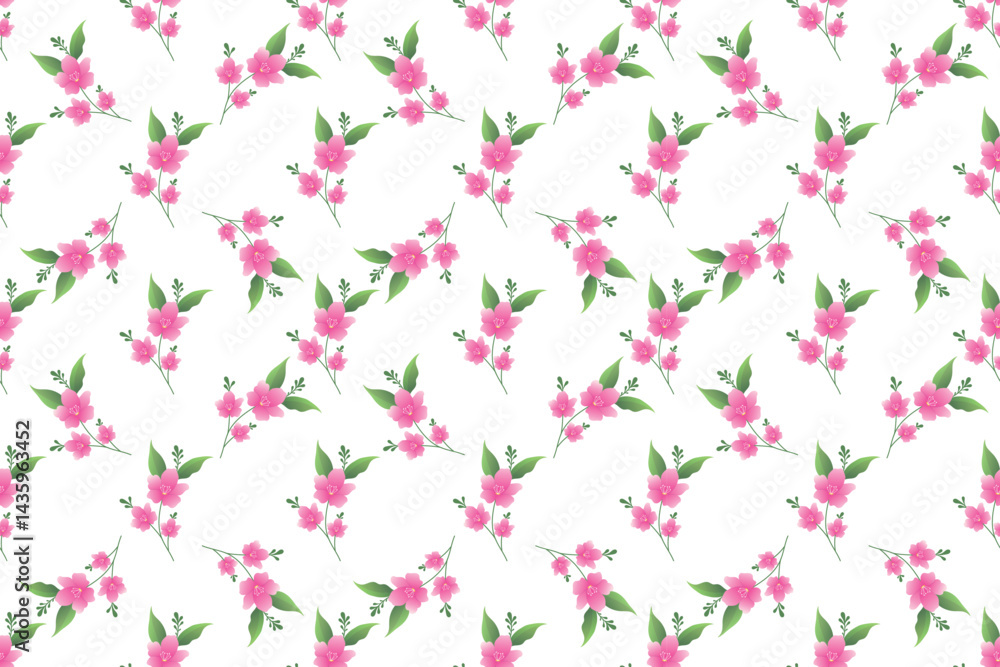 custom made wallpaper toronto digitalSeamless floral pattern with pink flowers and green leaves. Elegant spring or summer botanical design. Vector illustration for fabric, wrapping paper, wallpaper.