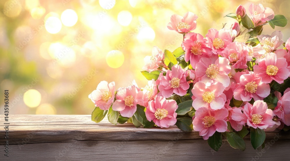 Spring flowers on wooden table Spring flowers on wooden table