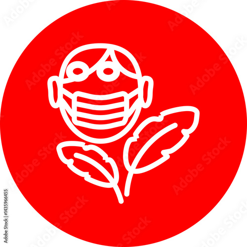 Seasonal Allergies Vector Line White Circle Red Icon Design