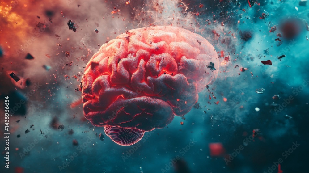 Fototapeta premium Fiery Brain Explosion Abstract Digital Art