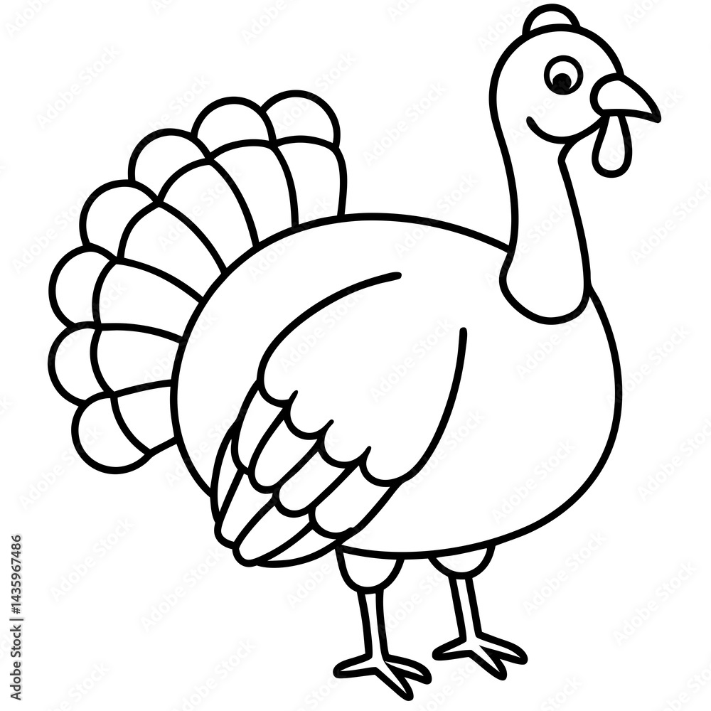 Stylized Turkey Line Art Graphic Stylized Turkey Line Art Graphic