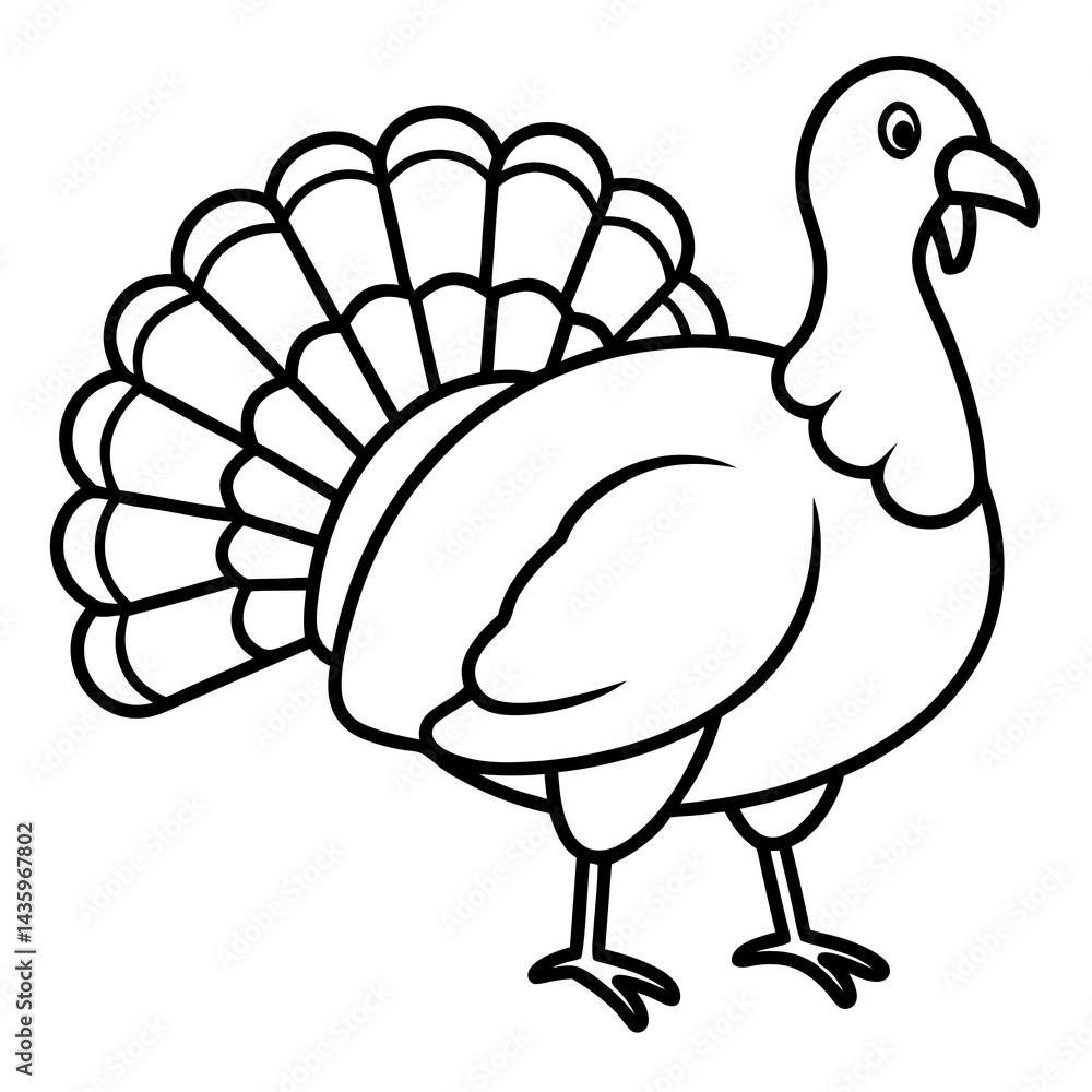 Fototapeta premium Stylized Turkey Line Art Graphic
