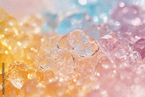 Obraz na płótnie Colorful ice rocks glistens with light in a dreamy pastel background. Perfect for adding a touch of magic to your abstract design projects. w salonie