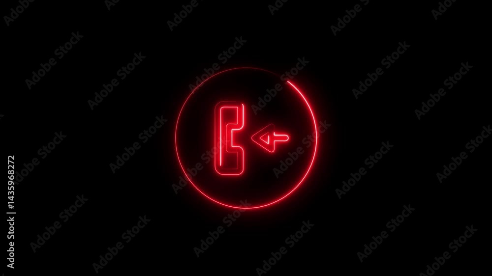 Neon exit icon animation glowing red symbol on black background Neon exit icon animation glowing red symbol on black background