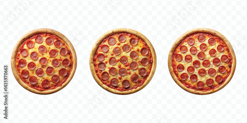 realistic delicious and tasty Italian pizza isolated on white background