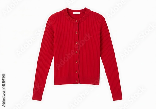 Red cardigan isolated on white background