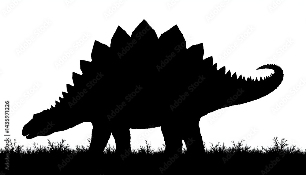 Fototapeta premium a stegosaurus with raised tail and back plates visible