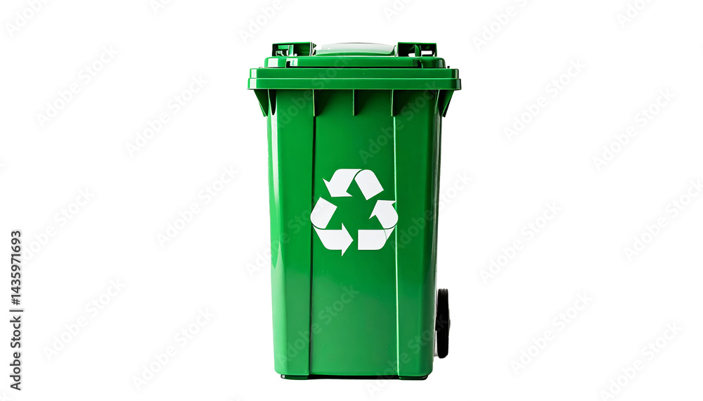 Green recycle bin on transparent background. Green recycle bin on transparent background.