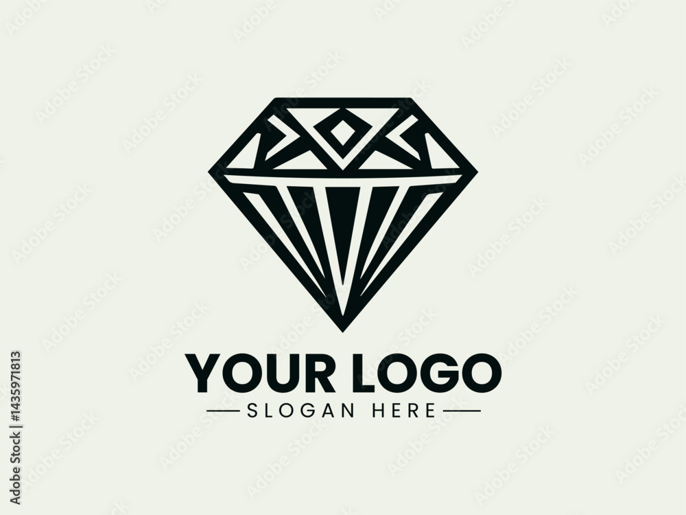 Minimalist Diamond Outline Vector Illustration, Simple Black Diamond Silhouette Vector Logo Minimalist Diamond Outline Vector Illustration, Simple Black Diamond Silhouette Vector Logo