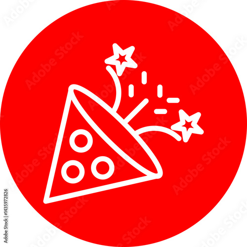 Confetti Vector Line White Circle Red Icon Design