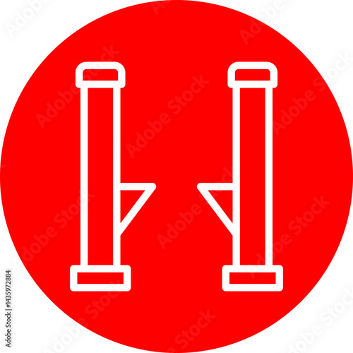 Stilt Walker Vector Line White Circle Red Icon Design