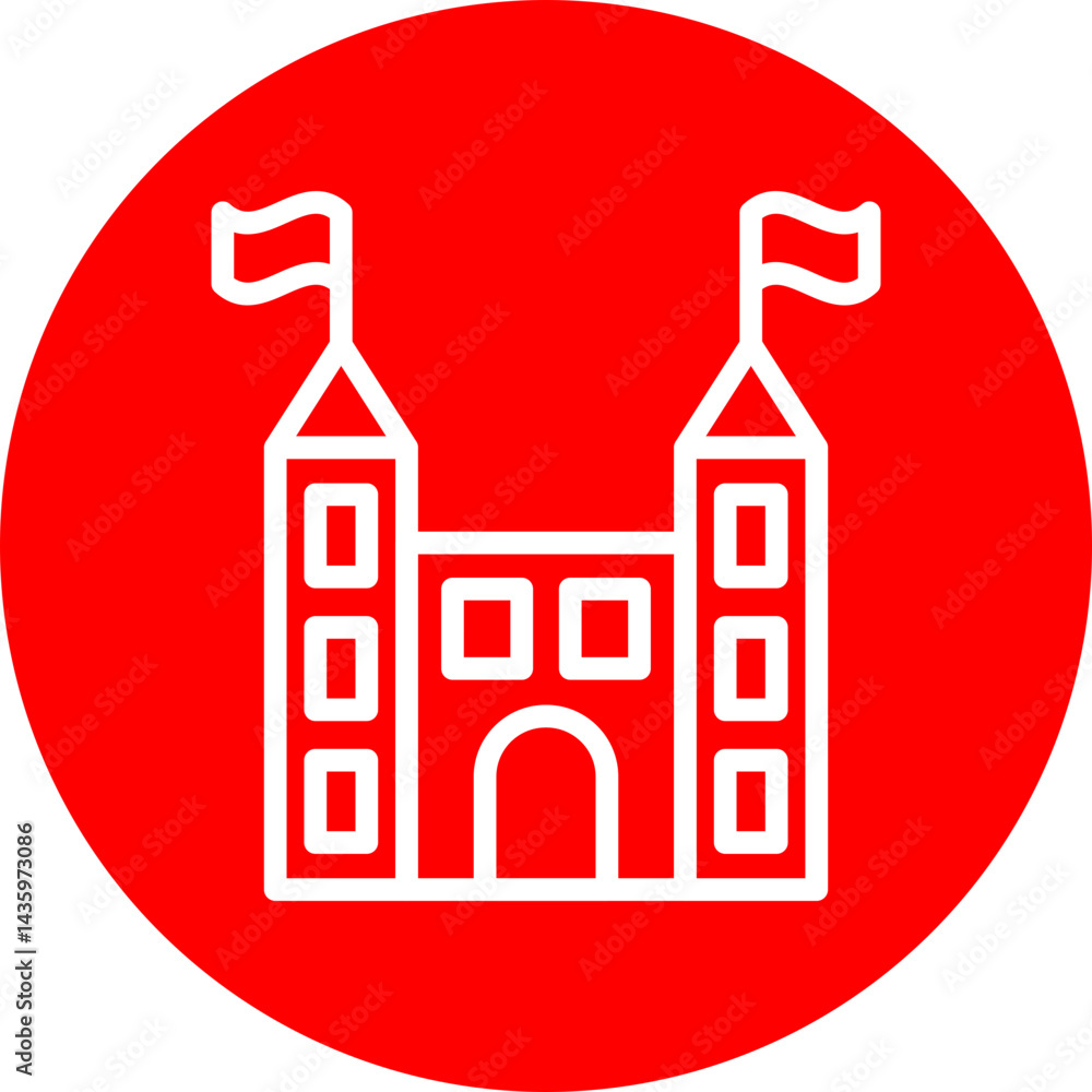 Fototapeta premium Giant Inflatable Vector Line White Circle Red Icon Design