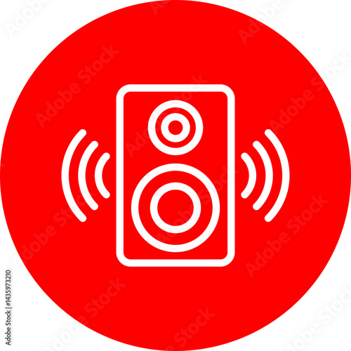 Sound System Vector Line White Circle Red Icon Design