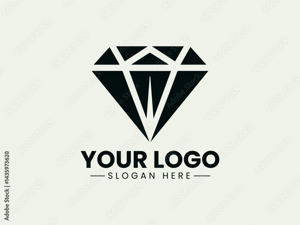 Minimalist Diamond Outline Vector Illustration, Simple Black Diamond Silhouette Vector Logo Minimalist Diamond Outline Vector Illustration, Simple Black Diamond Silhouette Vector Logo