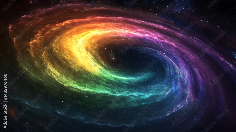 Rainbow Spiral Galaxy in Deep Space Rainbow Spiral Galaxy in Deep Space