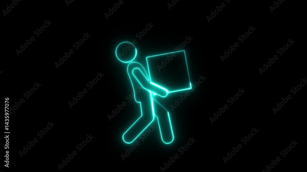 neon sign in the park, heard worker icon neon sign in the park, heard worker icon