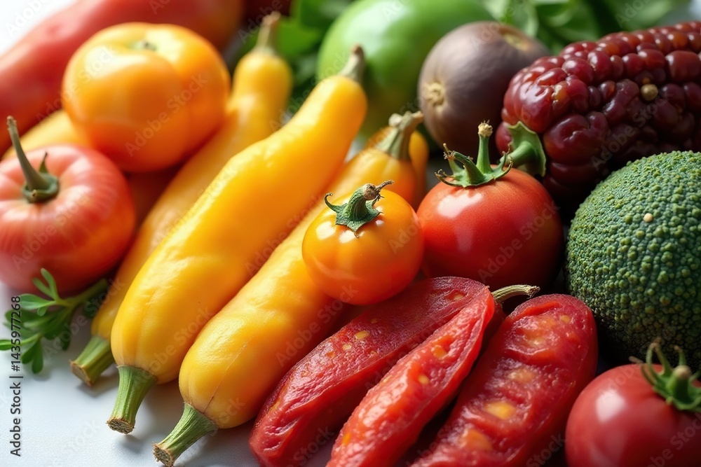 Variety of dried vegetables, vibrant colors, clean studio shot, colorful, vegan Variety of dried vegetables, vibrant colors, clean studio shot, colorful, vegan